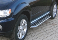 Боковые подножки(пороги) 60мм с площадкой для ног  Mitsubishi Outlander XL (2010-2012)